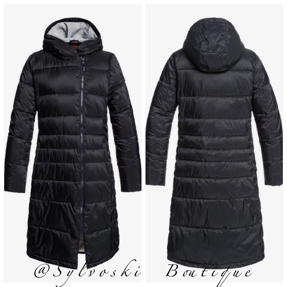 🔥 ROXY Everglade - Longline Hooded Waterproof Puffer Jacket NWT - Picture 2 of 15